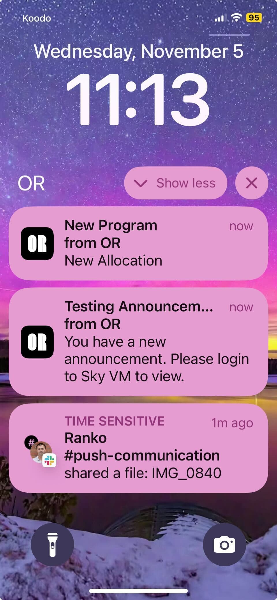 POP-Up Notifications showing real-time alerts on a mobile device